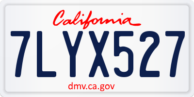 CA license plate 7LYX527