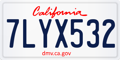 CA license plate 7LYX532