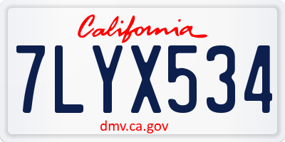CA license plate 7LYX534