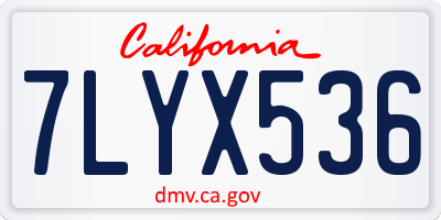 CA license plate 7LYX536