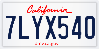 CA license plate 7LYX540