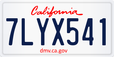 CA license plate 7LYX541