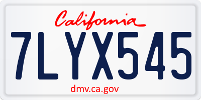 CA license plate 7LYX545