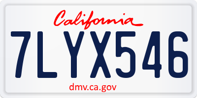 CA license plate 7LYX546