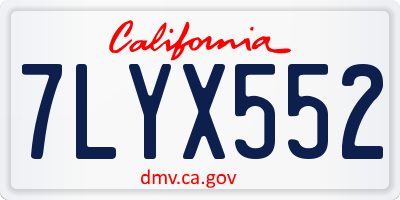 CA license plate 7LYX552