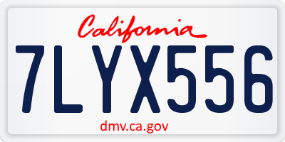 CA license plate 7LYX556