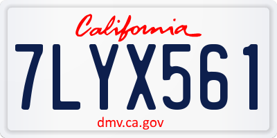 CA license plate 7LYX561