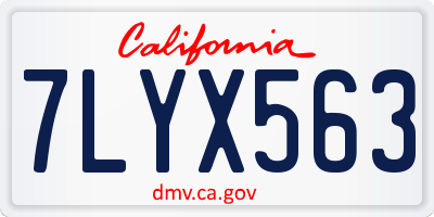 CA license plate 7LYX563