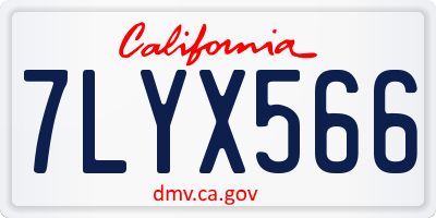CA license plate 7LYX566
