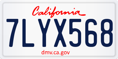 CA license plate 7LYX568