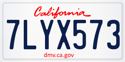 CA license plate 7LYX573