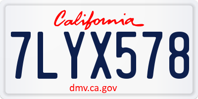 CA license plate 7LYX578