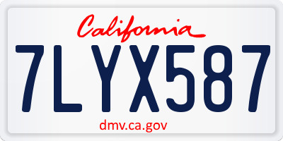 CA license plate 7LYX587