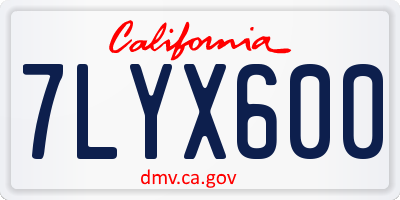 CA license plate 7LYX600