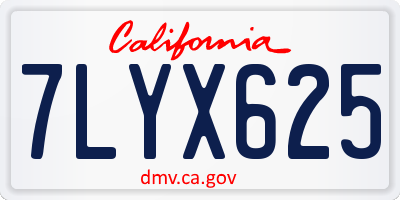 CA license plate 7LYX625