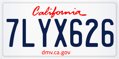 CA license plate 7LYX626
