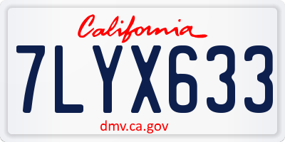 CA license plate 7LYX633