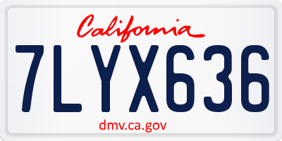 CA license plate 7LYX636