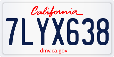 CA license plate 7LYX638