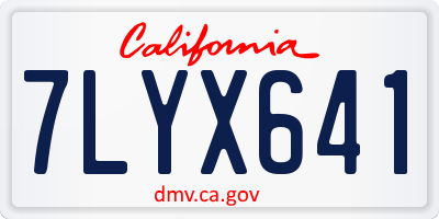CA license plate 7LYX641