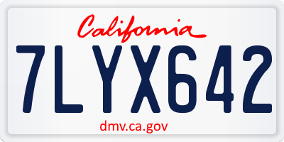 CA license plate 7LYX642