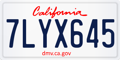 CA license plate 7LYX645
