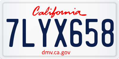 CA license plate 7LYX658