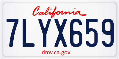 CA license plate 7LYX659