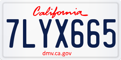 CA license plate 7LYX665