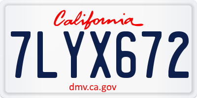 CA license plate 7LYX672