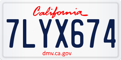 CA license plate 7LYX674