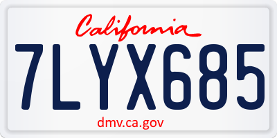 CA license plate 7LYX685