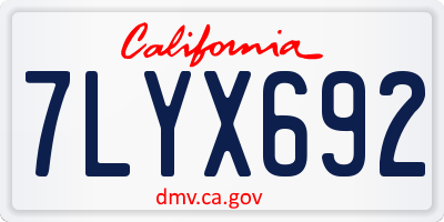 CA license plate 7LYX692