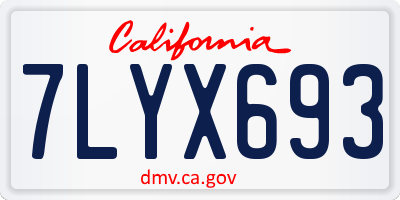 CA license plate 7LYX693