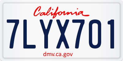 CA license plate 7LYX701