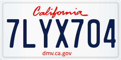 CA license plate 7LYX704