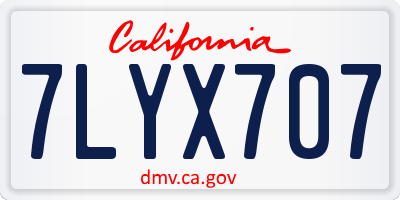 CA license plate 7LYX707