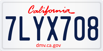 CA license plate 7LYX708