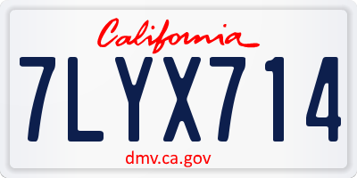CA license plate 7LYX714
