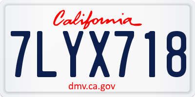 CA license plate 7LYX718