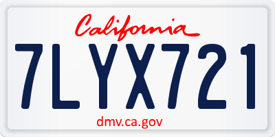 CA license plate 7LYX721