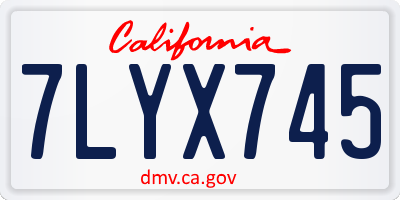 CA license plate 7LYX745