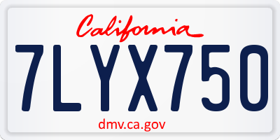 CA license plate 7LYX750