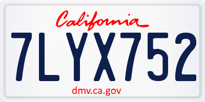 CA license plate 7LYX752