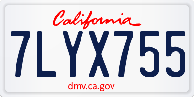 CA license plate 7LYX755