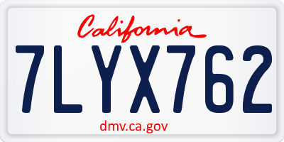 CA license plate 7LYX762