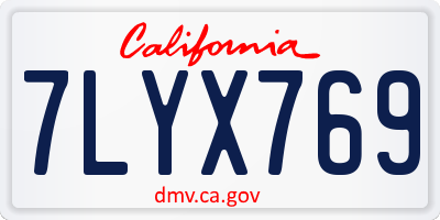CA license plate 7LYX769