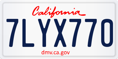 CA license plate 7LYX770