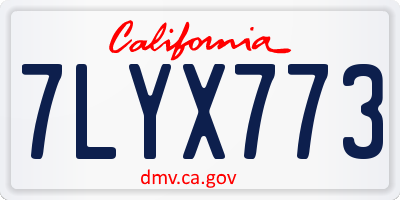 CA license plate 7LYX773