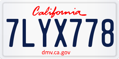 CA license plate 7LYX778